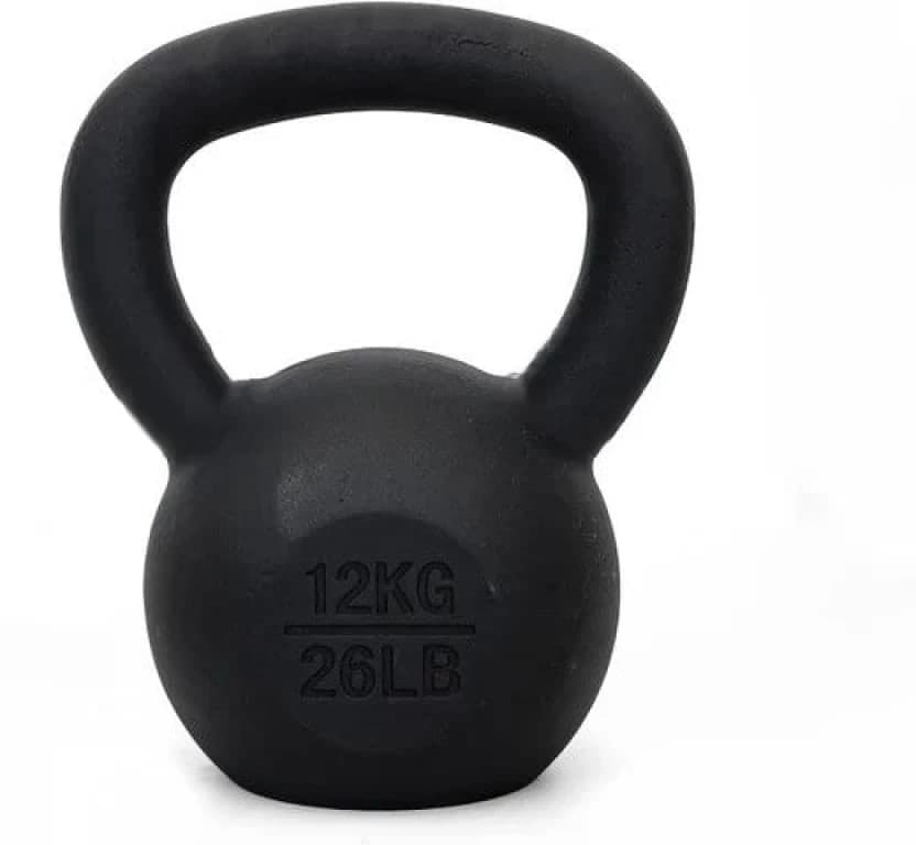 i-Fitness Single 12kg Cast Iron Black Kettlebell